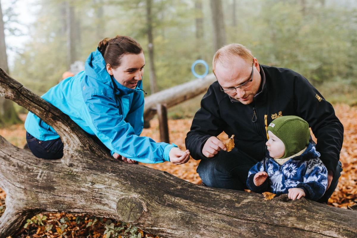 Familie Wald Herbst Spielplatz