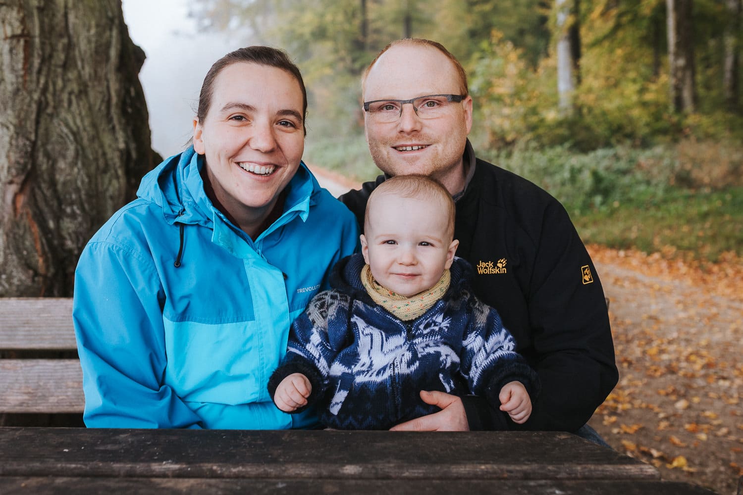 Wald Herbst Familienfotos Waldrand