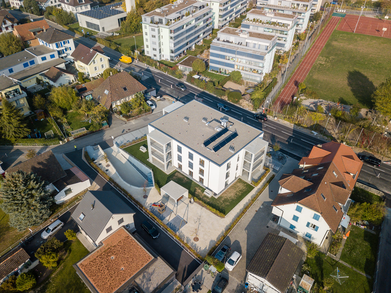 Immobilien Fotografie Drohne Luft Tramstrasse Suhr