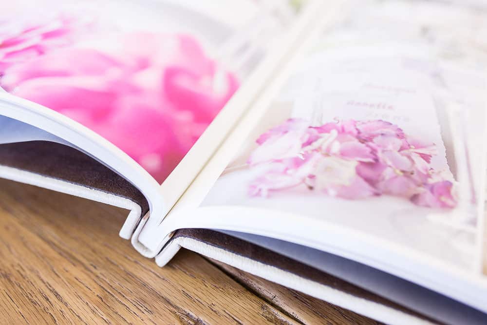 Hochzeitsalbum Echtleder Detailaufnahme