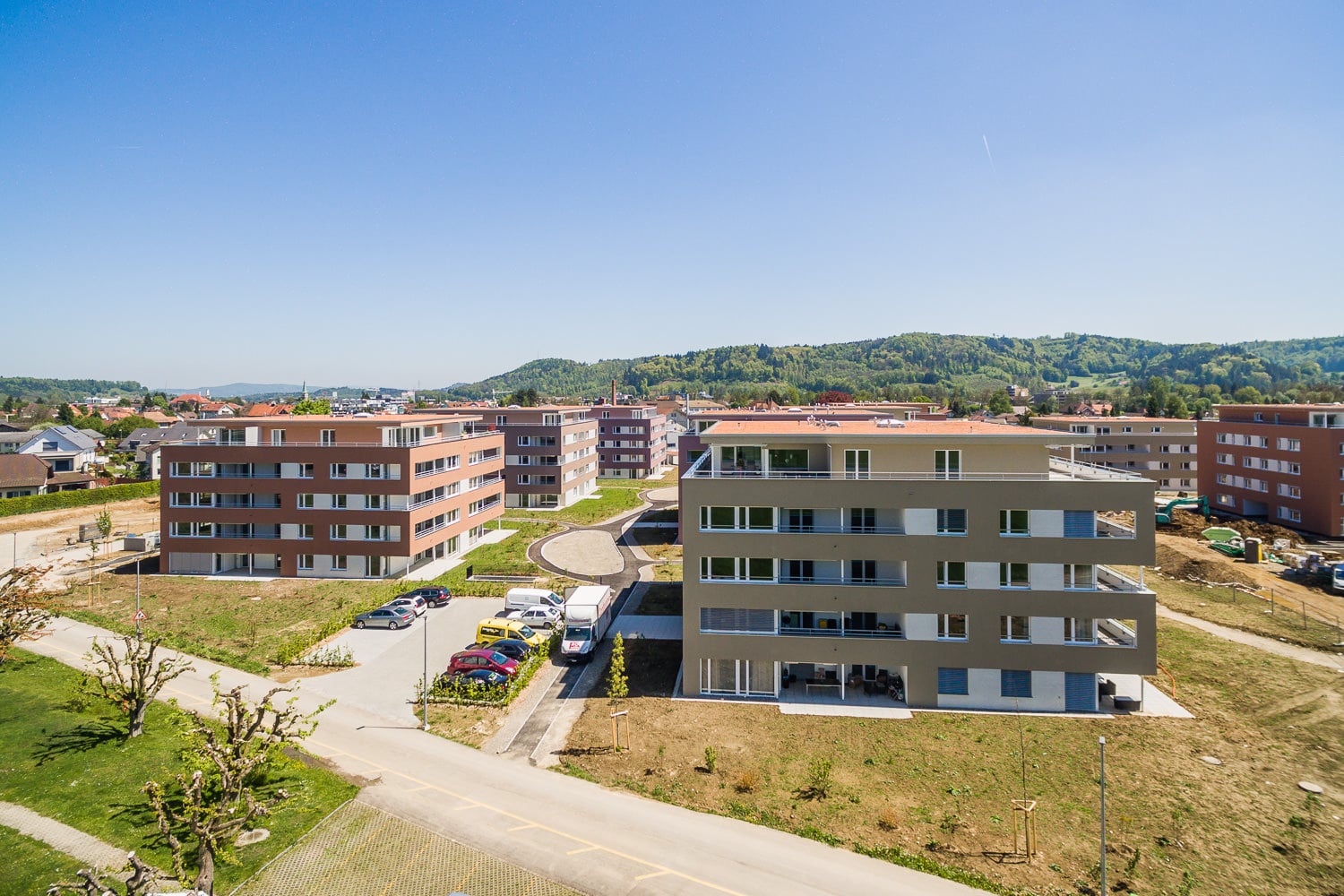 Drohne Luftaufnahme Baustelle Neubau