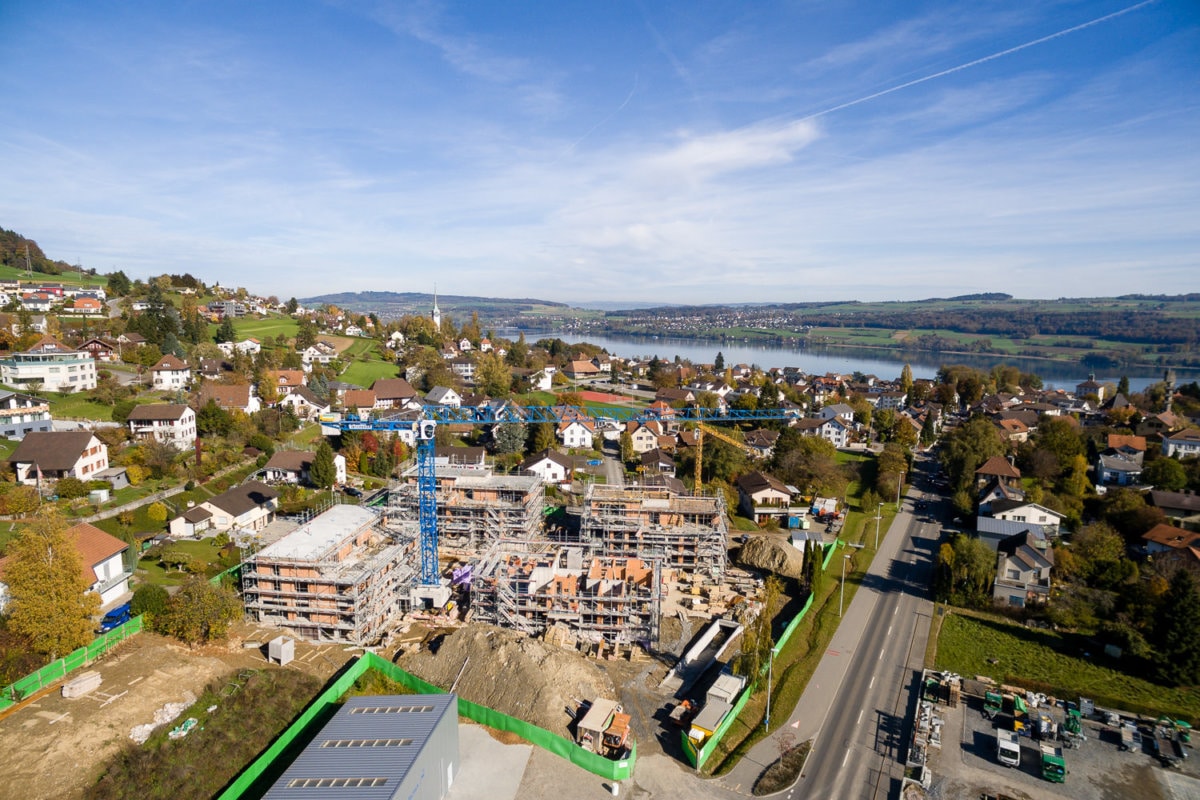 Drohne Luftaufnahme Baustelle Panorama See