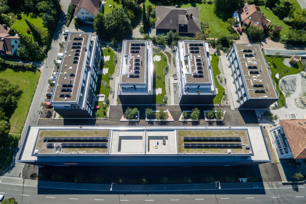 Gautschi Park Reinach Immobilien Drohne Luftaufnahme von oben