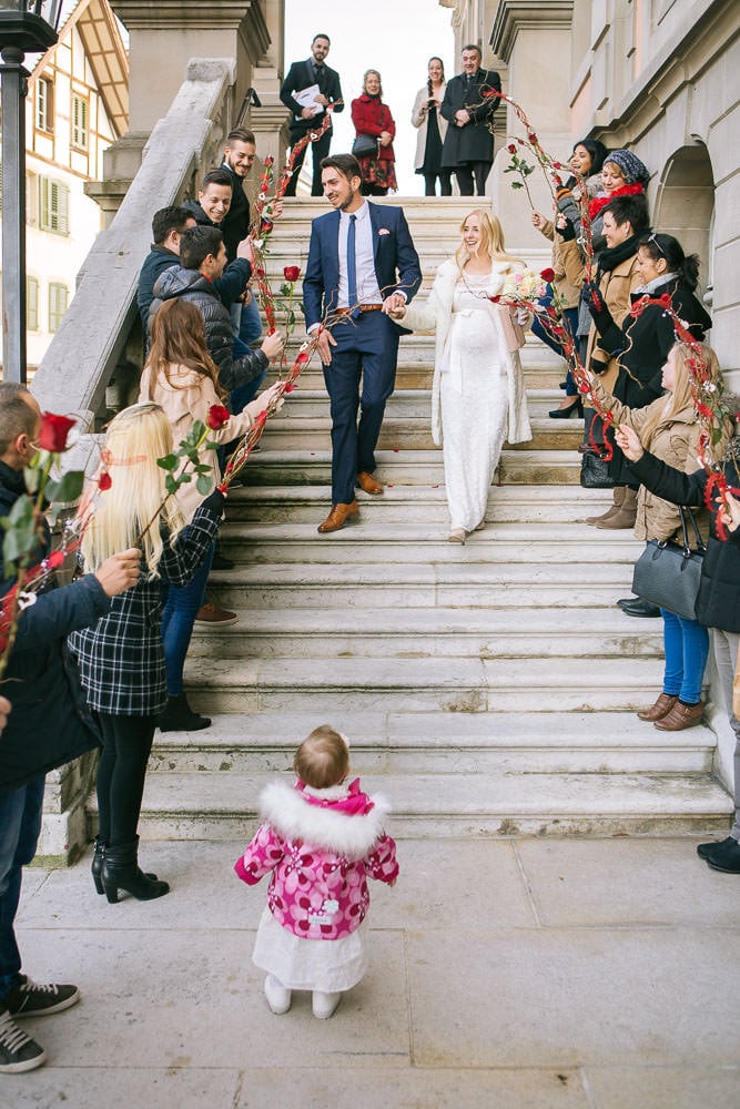 Winterhochzeit Zofingen Aargau Ziviltrauung Spalier