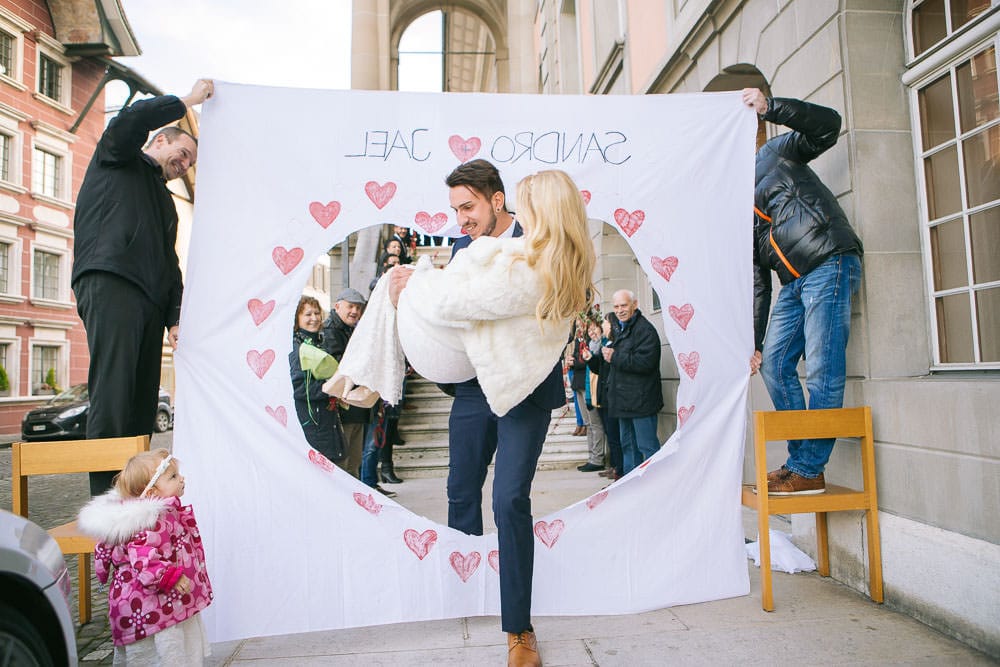 Winterhochzeit Zofingen Aargau Ziviltrauung Spalier