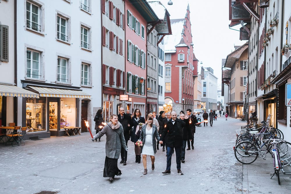 Hochzeit Winter Aarau Altstadt Fakeln