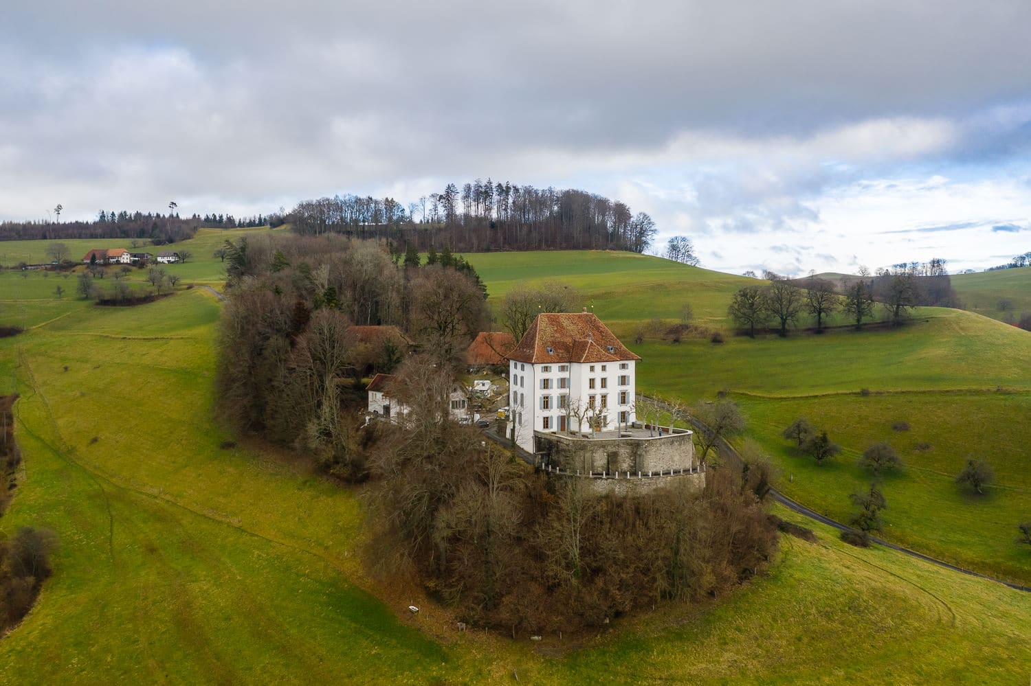 Hochzeit Schloss Rued Luftaufnahme Drohne