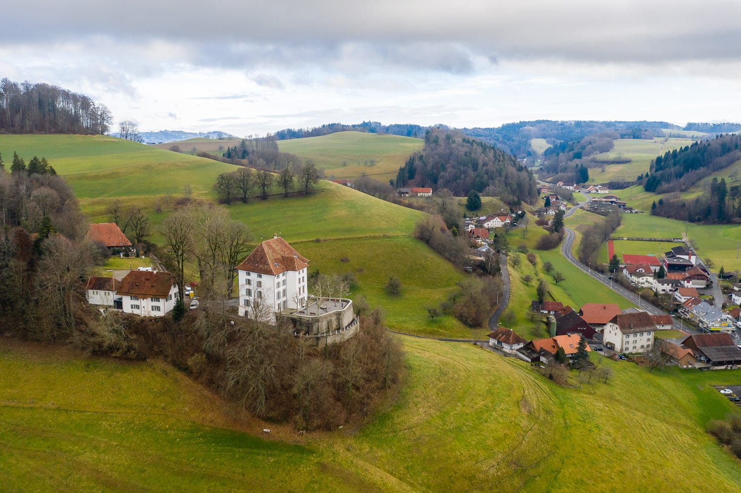 Hochzeit Schloss Rued Luftaufnahme Drohne