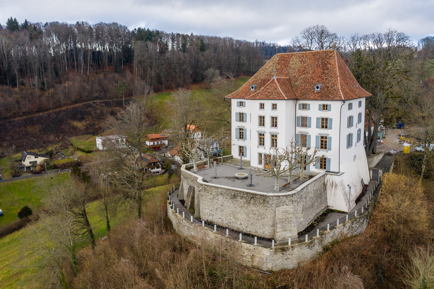 Hochzeit Schloss Rued Luftaufnahme Drohne